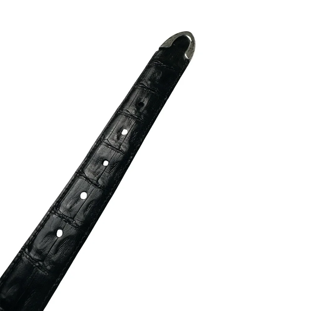 Bespoke Black Genuine Crocodile Mens 1.25 Inch Width Belt Size 34 NWOT USA